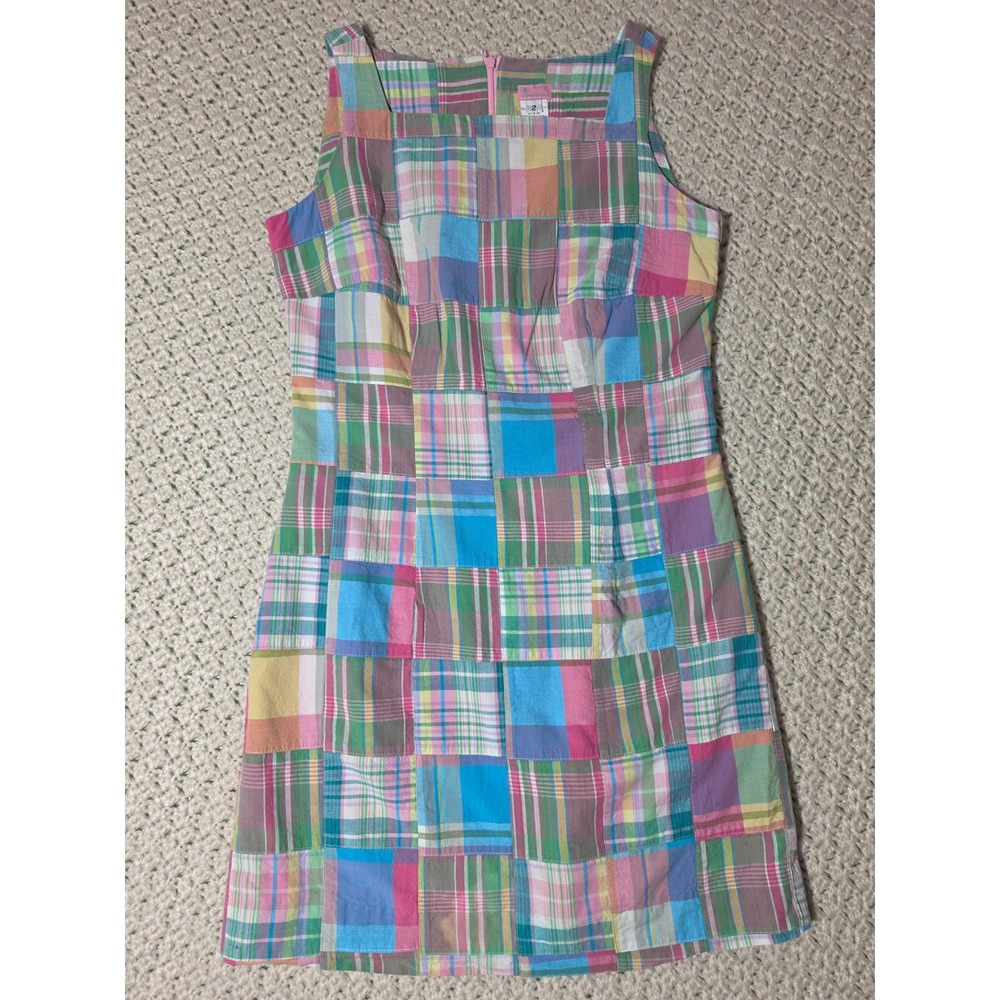 Molly B Patchwork Plaid Dress Womens 2 Multi Color Excellent Mini Shift Madras